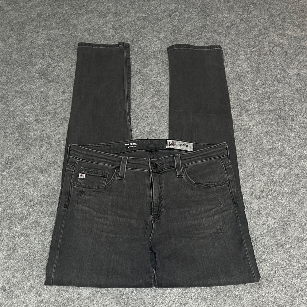 AG Adriano Goldschmied Gray Denim Jeans Prima Cigarette Leg